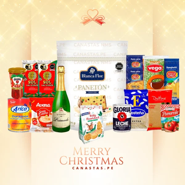 Canasta Navideña Blanca Navidad con productos para regalar