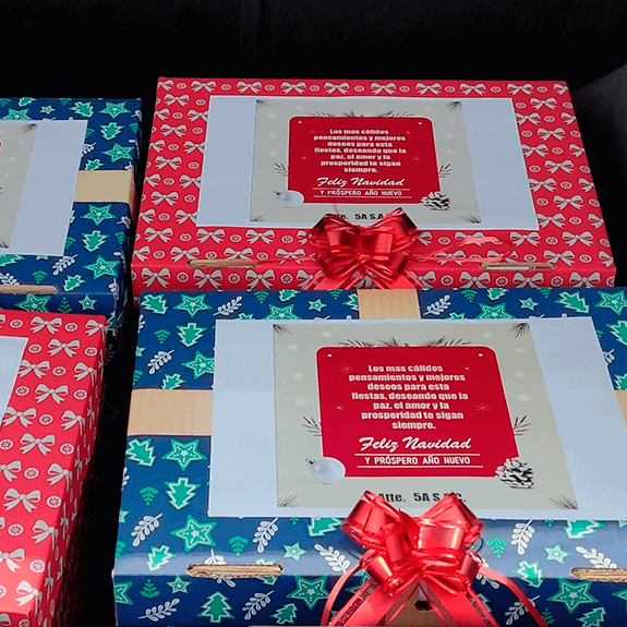 Canasta navideña en Caja con diseño navidad